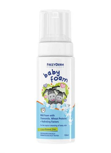 Frezyderm Baby Foam απαλός αφρός καθαρισμού με χαμομήλι και πρωτεΐνες σίτου 150ml